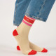 Chaussettes tennis beige rayé rouge et rose  - Billybelt