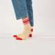 Chaussettes tennis beige rayé rouge et rose  - Billybelt