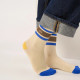 Chaussettes tennis Beige, rayé bleu et marron - Billybelt