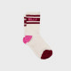 Chaussettes tennis écru, rayure bordeaux - Billybelt