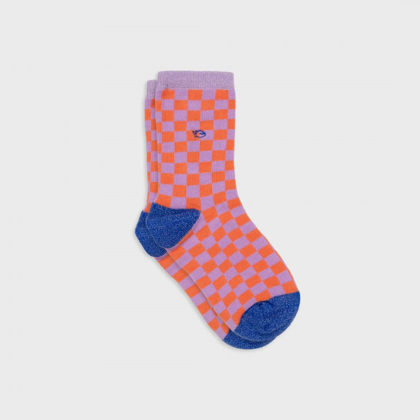 Chaussettes carreaux orange et violet - Billybelt