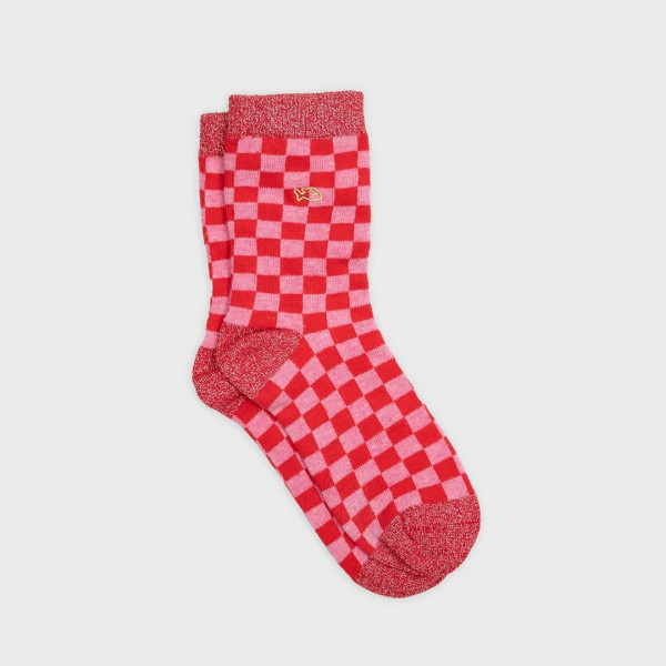 Chaussettes carreaux rouge et rose - Billybelt