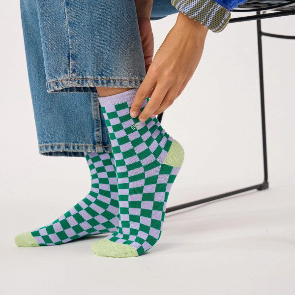 Chaussettes carreaux carreaux violet et vert - Billybelt