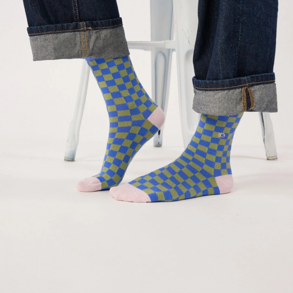 Chaussettes carreaux carreaux bleu et vert- Billybelt