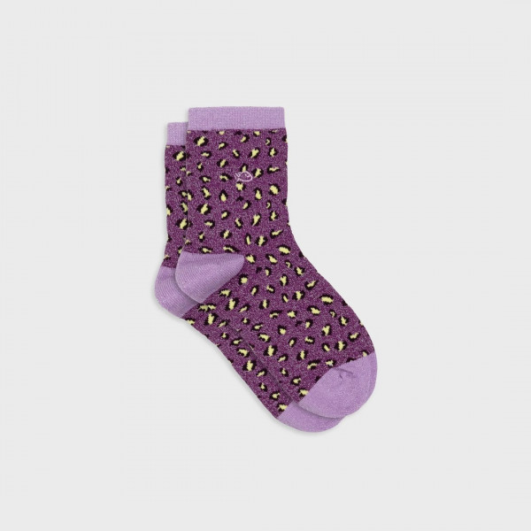 Chaussettes léopard pailletées violet et jaune  - Billybelt