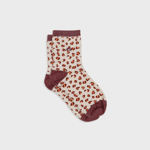 Chaussettes léopard pailletées Beige et orange- Billybelt