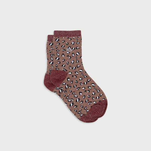 Chaussettes léopard pailletées Marron et blanc - Billybelt