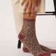 Chaussettes léopard pailletées Marron et blanc - Billybelt