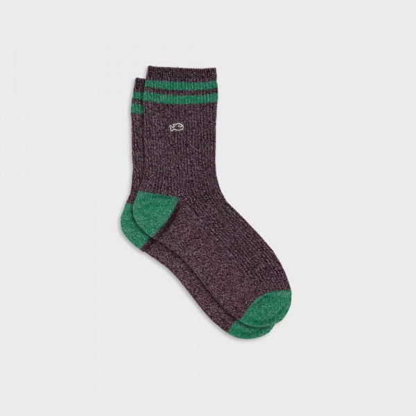 Chaussettes vintage pailletées bordeaux - Billybelt