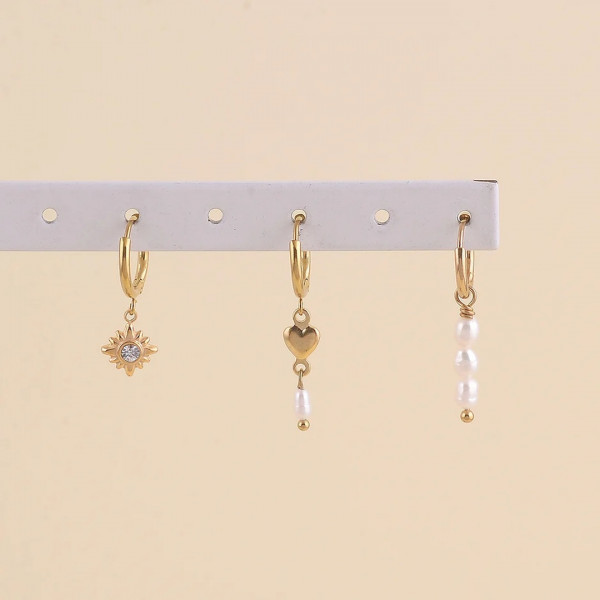 Trio boucles d'oreilles perles d'eau douce - Coquerico