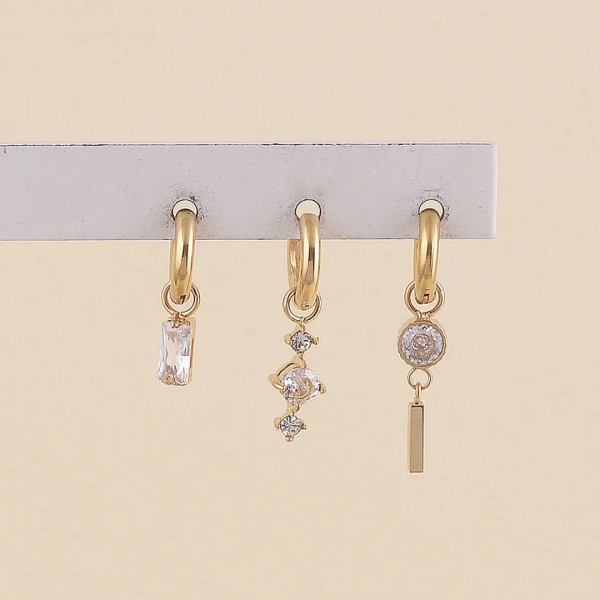 Trio boucles d'oreilles strass - Coquerico