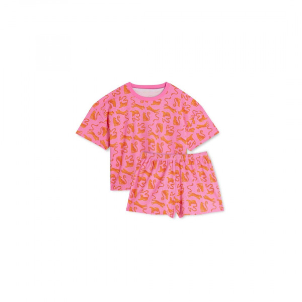 Pyjama short gaufré coton bio Pink Léo Fuchsia  - We Are Jolies