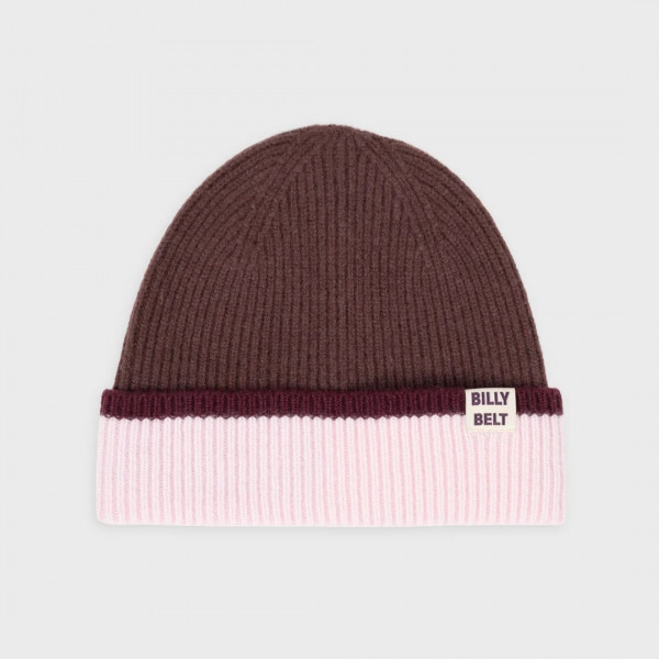 Bonnet en laine marron, rose et bordeaux - Billybelt