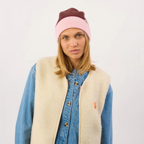 Bonnet en laine marron, rose et bordeaux - Billybelt