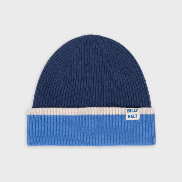 Bonnet en laine marine, bleu et beige - Billybelt