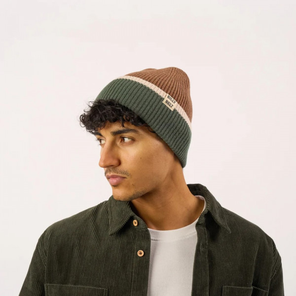Bonnet en laine marron, vert et beige - Billybelt