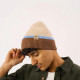 Bonnet en laine beige, marron et bleu clair - Billybelt