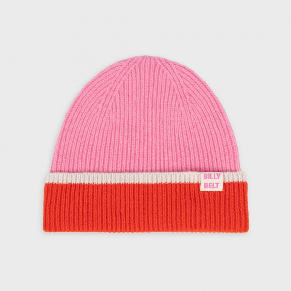 Bonnet en laine rose, rouge et beige - Billybelt