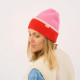 Bonnet en laine rose, rouge et beige - Billybelt