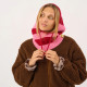 Cagoule en laine rayée rose et bordeaux - Billybelt