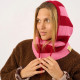 Cagoule en laine rayée rose et bordeaux - Billybelt