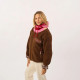 Cagoule en laine rayée rose et bordeaux - Billybelt