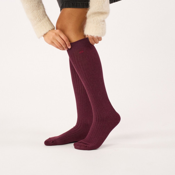 Chaussettes hautes côtelées bordeaux - Billybelt