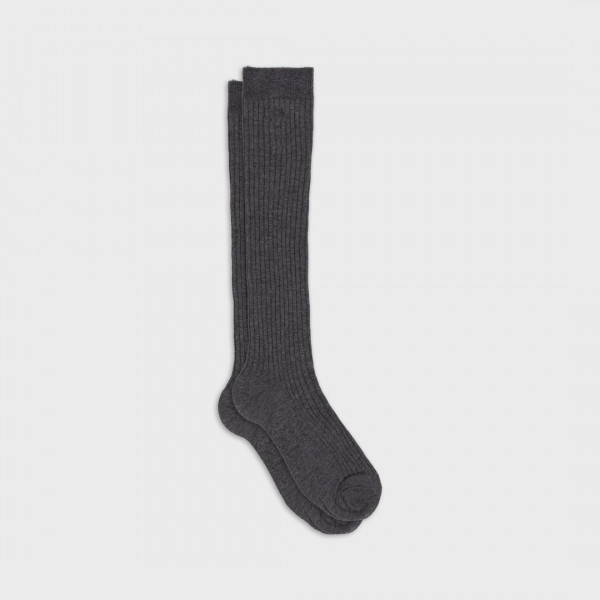 Chaussettes hautes côtelées gris chiné - Billybelt